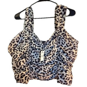 Express Leopard Print Ruched Corset